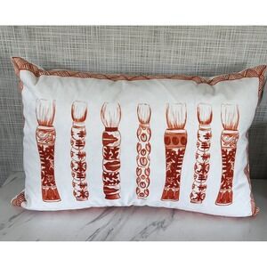 Cream & Orange Large Bolster Pillow France Catherine Paiuviu New! 22" X 13" x 5"